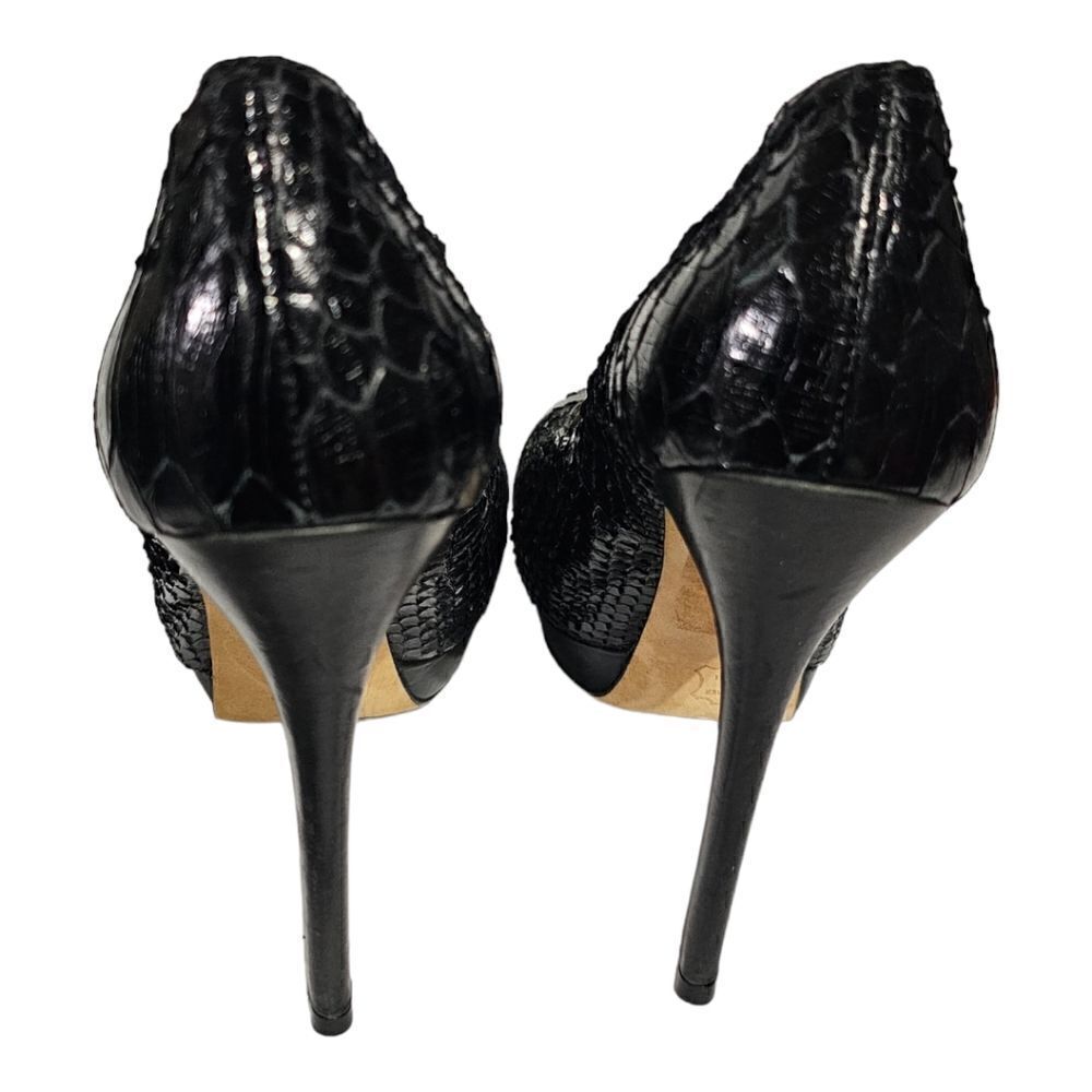 Alexandre Birman Black Python Open Toe Heels - Si… - image 4